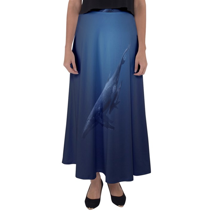 Whales family Flared Maxi Skirt