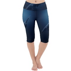 Whales Family Lightweight Velour Cropped Yoga Leggings by goljakoff