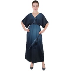 Whales Family V-neck Boho Style Maxi Dress by goljakoff