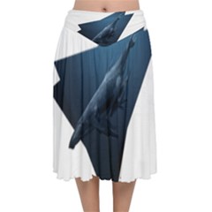 Blue Whales Velvet Flared Midi Skirt by goljakoff