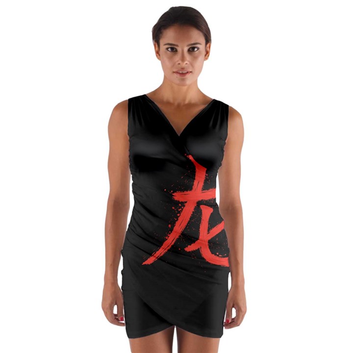 Dragon Wrap Front Bodycon Dress