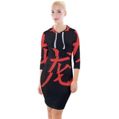 Dragon Quarter Sleeve Hood Bodycon Dress by goljakoff