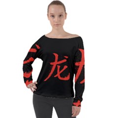 Dragon Off Shoulder Long Sleeve Velour Top by goljakoff