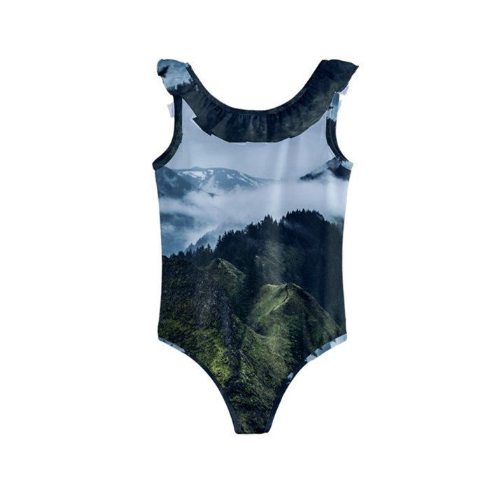 Mountain landscape Kids  Frill Swimsuit