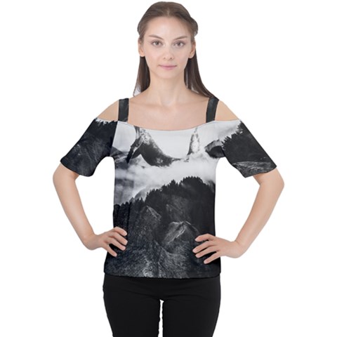 Whale In Clouds Cutout Shoulder Tee by goljakoff