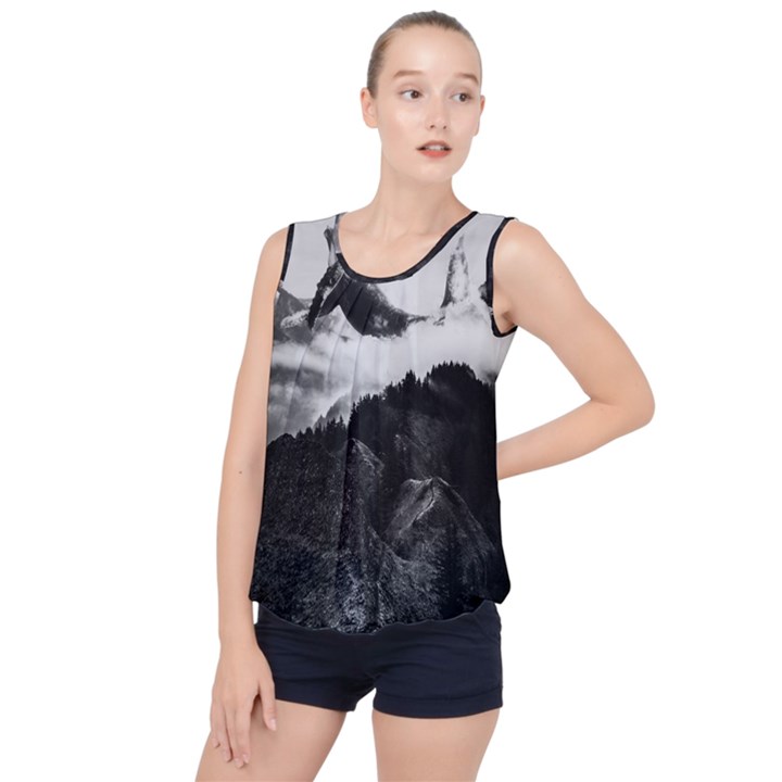 Whale in clouds Bubble Hem Chiffon Tank Top