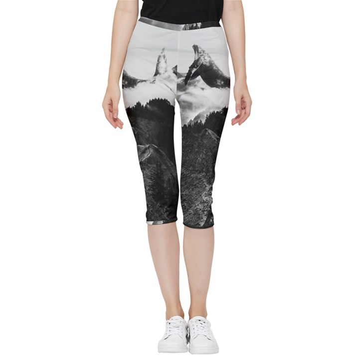 Whale in clouds Inside Out Lightweight Velour Capri Leggings 