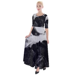 Whale In Clouds Half Sleeves Maxi Dress by goljakoff