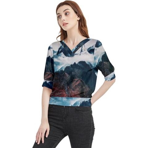 Dream Whale Quarter Sleeve Blouse by goljakoff