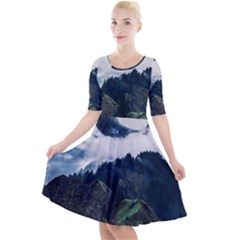 Blue Whales Dream Quarter Sleeve A-line Dress by goljakoff