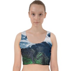 Blue Whales Dream Velvet Racer Back Crop Top by goljakoff