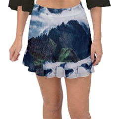 Blue Whales Dream Fishtail Mini Chiffon Skirt by goljakoff