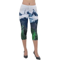 Blue Whales Dream Lightweight Velour Capri Leggings  by goljakoff