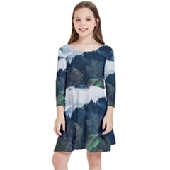 Blue Whales Dream Kids  Quarter Sleeve Skater Dress by goljakoff