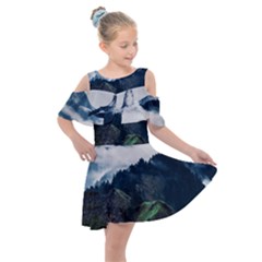 Blue Whales Dream Kids  Shoulder Cutout Chiffon Dress by goljakoff