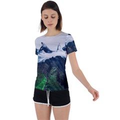 Blue Whales Dream Back Circle Cutout Sports Tee by goljakoff