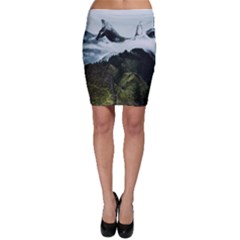 Blue Whales Dream Bodycon Skirt by goljakoff