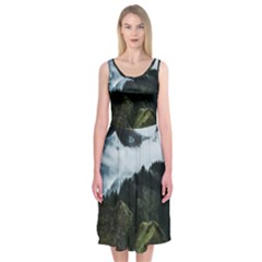 Blue Whales Dream Midi Sleeveless Dress by goljakoff