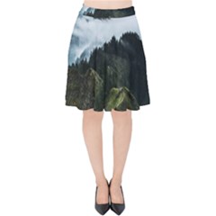 Blue Whales Dream Velvet High Waist Skirt by goljakoff