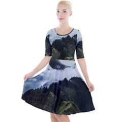 Blue Whales Dream Quarter Sleeve A-line Dress by goljakoff