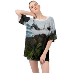 Blue Whales Dream Oversized Chiffon Top by goljakoff