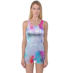 Rainbow Paint One Piece Boyleg Swimsuit by goljakoff