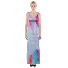 Rainbow Paint Thigh Split Maxi Dress by goljakoff