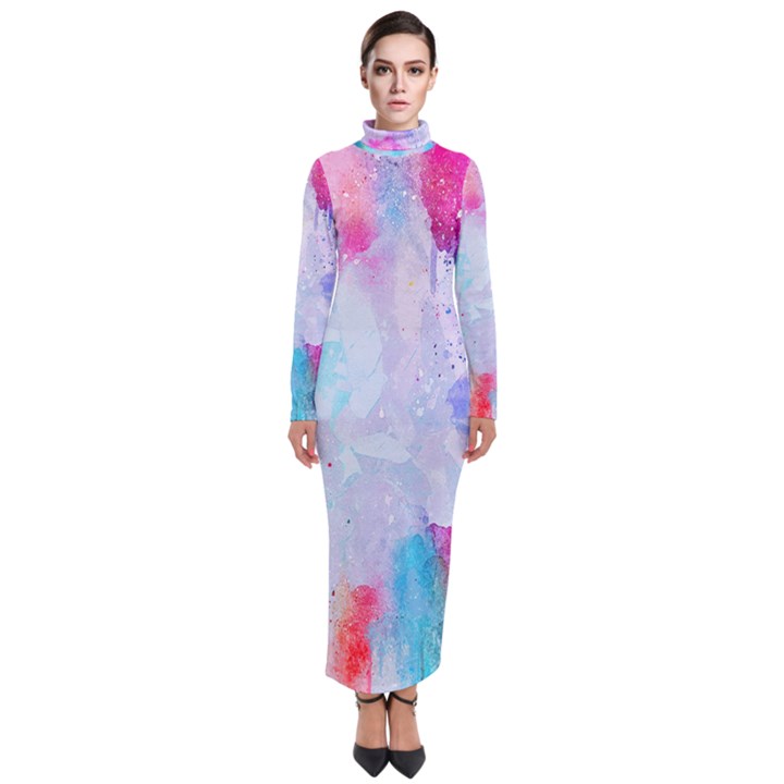 Rainbow paint Turtleneck Maxi Dress