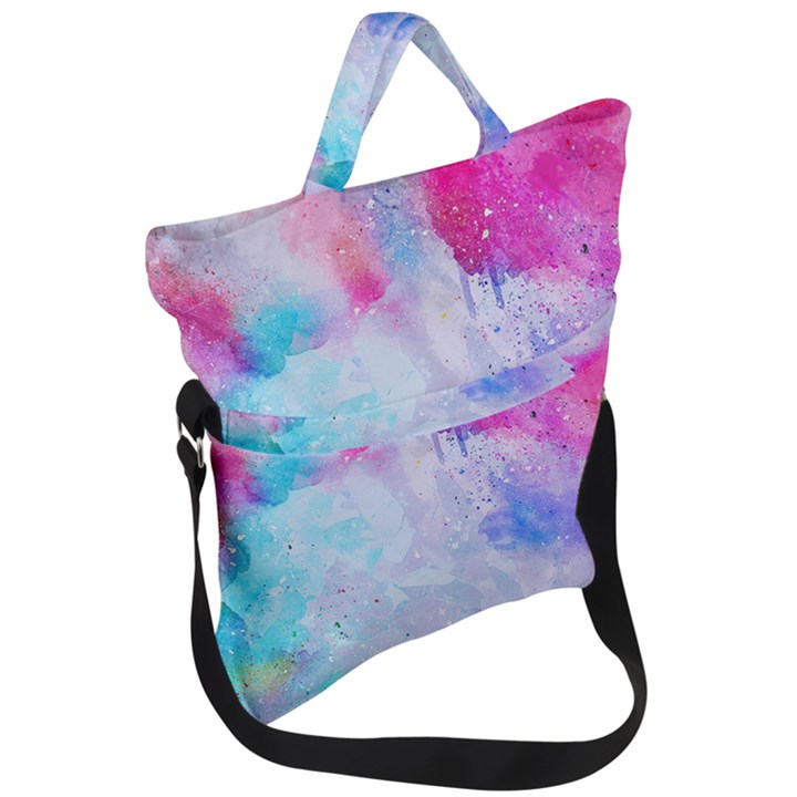 Rainbow paint Fold Over Handle Tote Bag