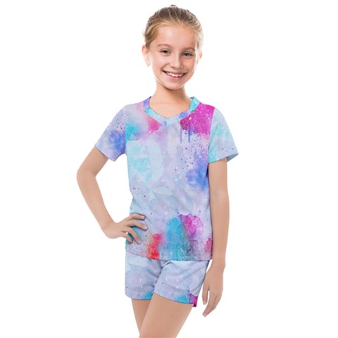 Rainbow Paint Kids  Mesh Tee And Shorts Set by goljakoff