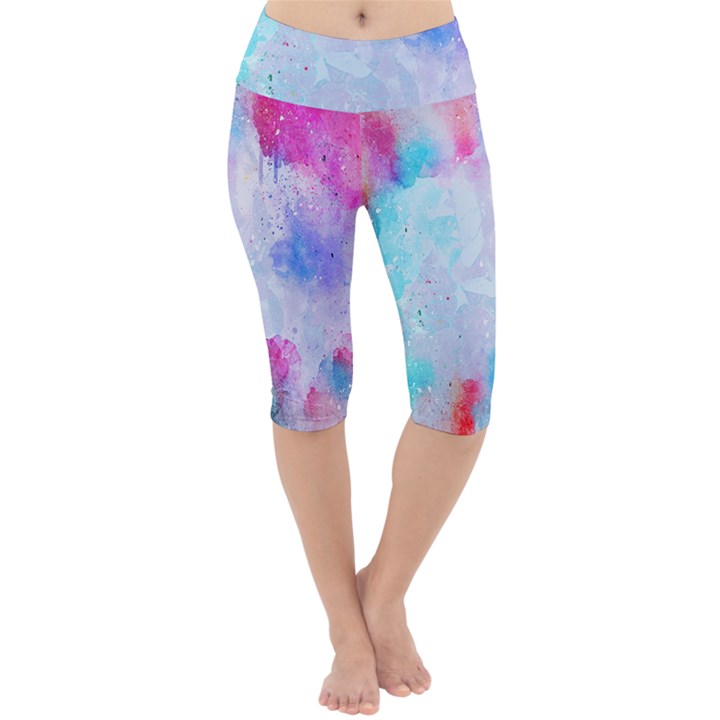 Rainbow paint Lightweight Velour Cropped Yoga Leggings