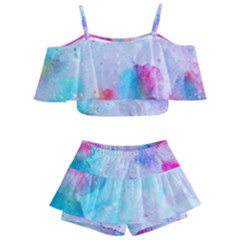 Rainbow Paint Kids  Off Shoulder Skirt Bikini by goljakoff