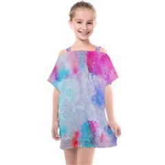 Rainbow Paint Kids  One Piece Chiffon Dress by goljakoff