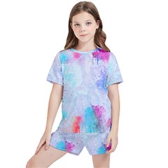 Rainbow Paint Kids  Tee And Sports Shorts Set