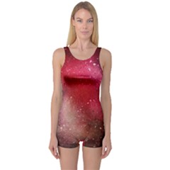 Red Galaxy Paint One Piece Boyleg Swimsuit by goljakoff