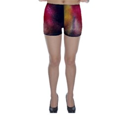 Red Galaxy Paint Skinny Shorts by goljakoff