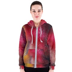 Red Galaxy Paint Women s Zipper Hoodie by goljakoff