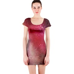 Red Galaxy Paint Short Sleeve Bodycon Dress by goljakoff