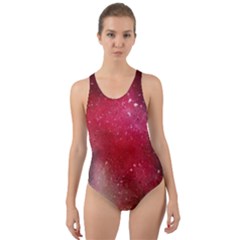 Red Galaxy Paint Cut-out Back One Piece Swimsuit by goljakoff