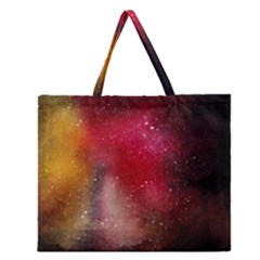 Red Galaxy Paint Zipper Large Tote Bag by goljakoff