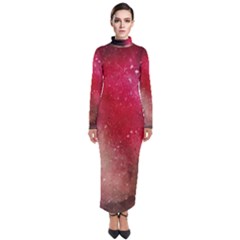 Red Galaxy Paint Turtleneck Maxi Dress by goljakoff