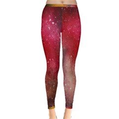 Red Galaxy Paint Inside Out Leggings by goljakoff