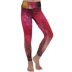 Red Galaxy Paint Kids  Lightweight Velour Classic Yoga Leggings by goljakoff