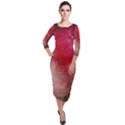 Red galaxy paint Quarter Sleeve Midi Velour Bodycon Dress View1