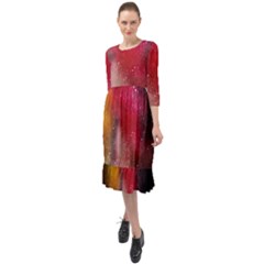 Red Galaxy Paint Ruffle End Midi Chiffon Dress by goljakoff