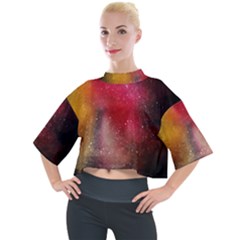 Red Galaxy Paint Mock Neck Tee by goljakoff