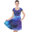 Blue space paint Cap Sleeve Midi Dress View1