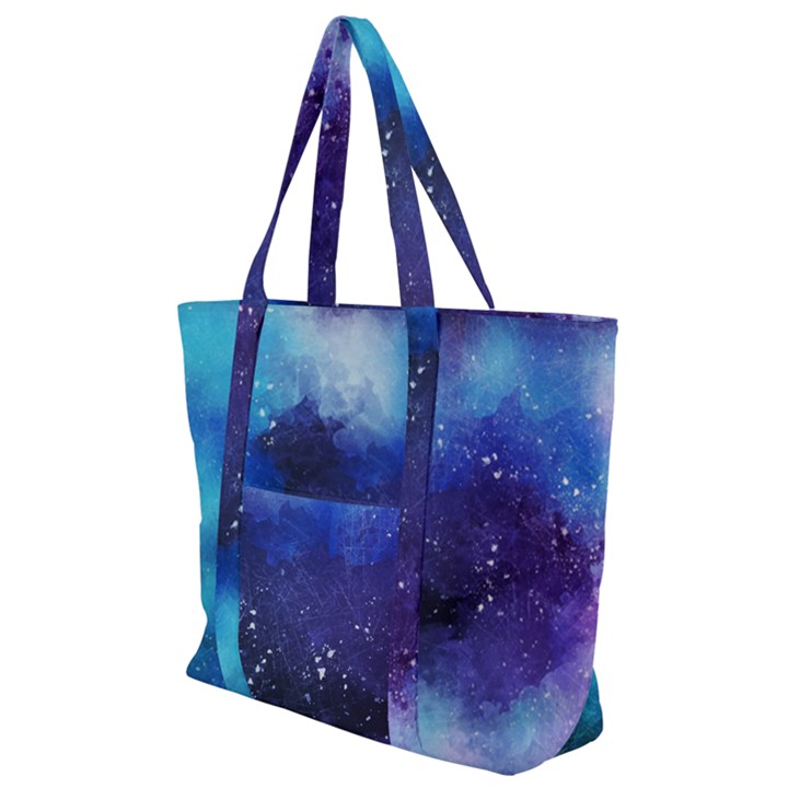 Blue space paint Zip Up Canvas Bag