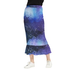 Blue Space Paint Maxi Fishtail Chiffon Skirt by goljakoff