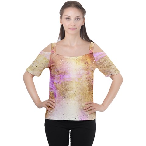 Golden Paint Cutout Shoulder Tee by goljakoff